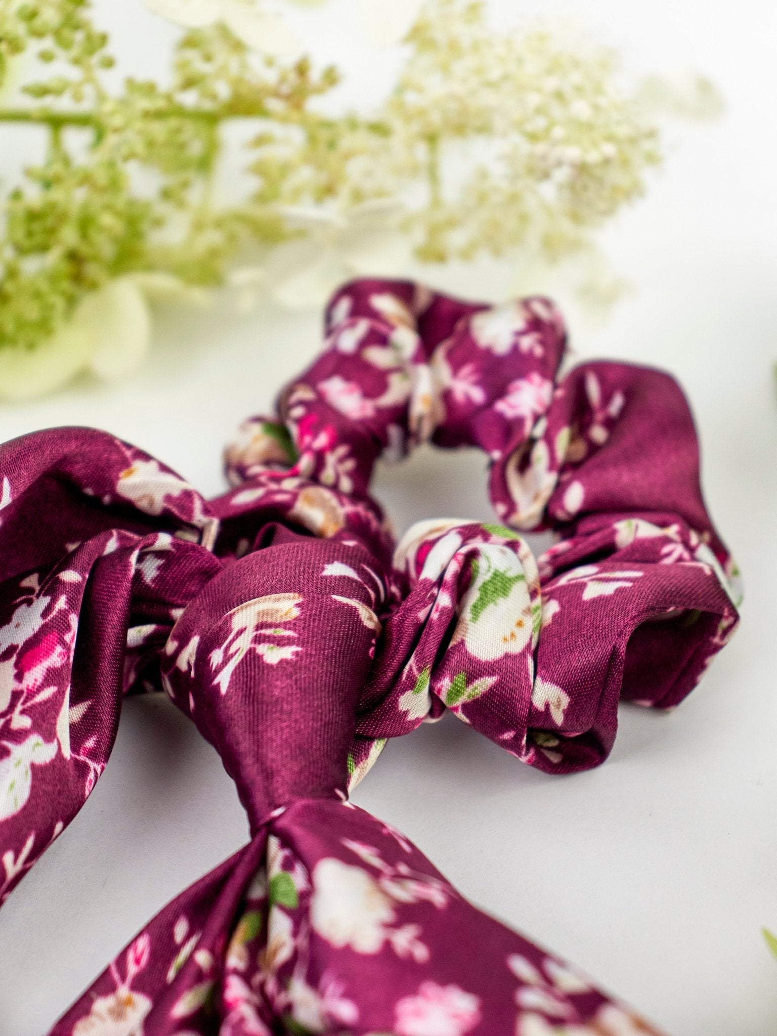 Purple Satin Scarf Scrunchie - Che Cose Belle