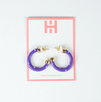 Purple with Pearls Hoop Earrings - Che Cose Belle