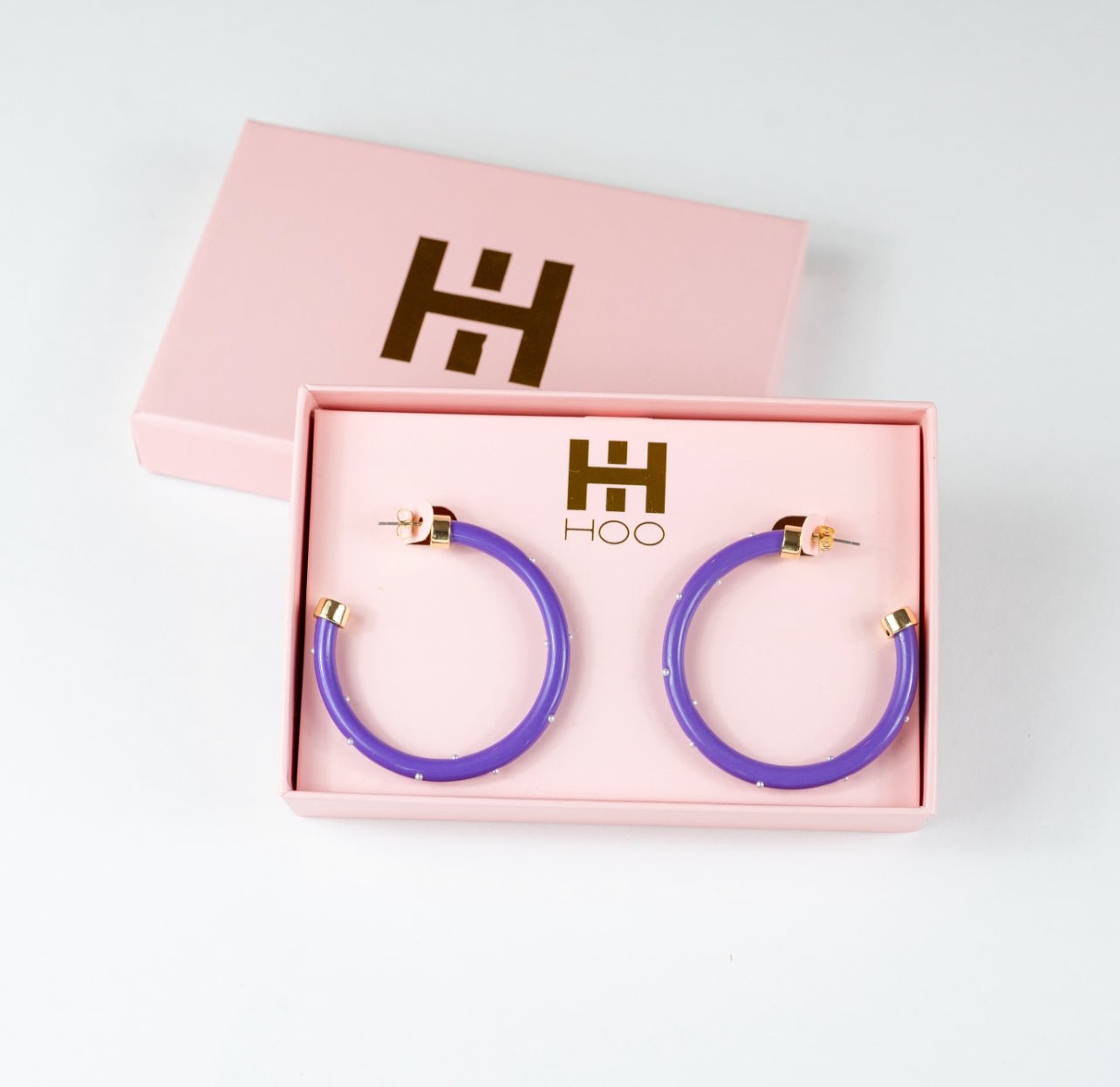 Purple with Pearls Hoop Earrings - Che Cose Belle