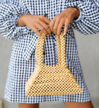 Pyramid Beaded Tote Bag in Toasted Beige - Che Cose Belle