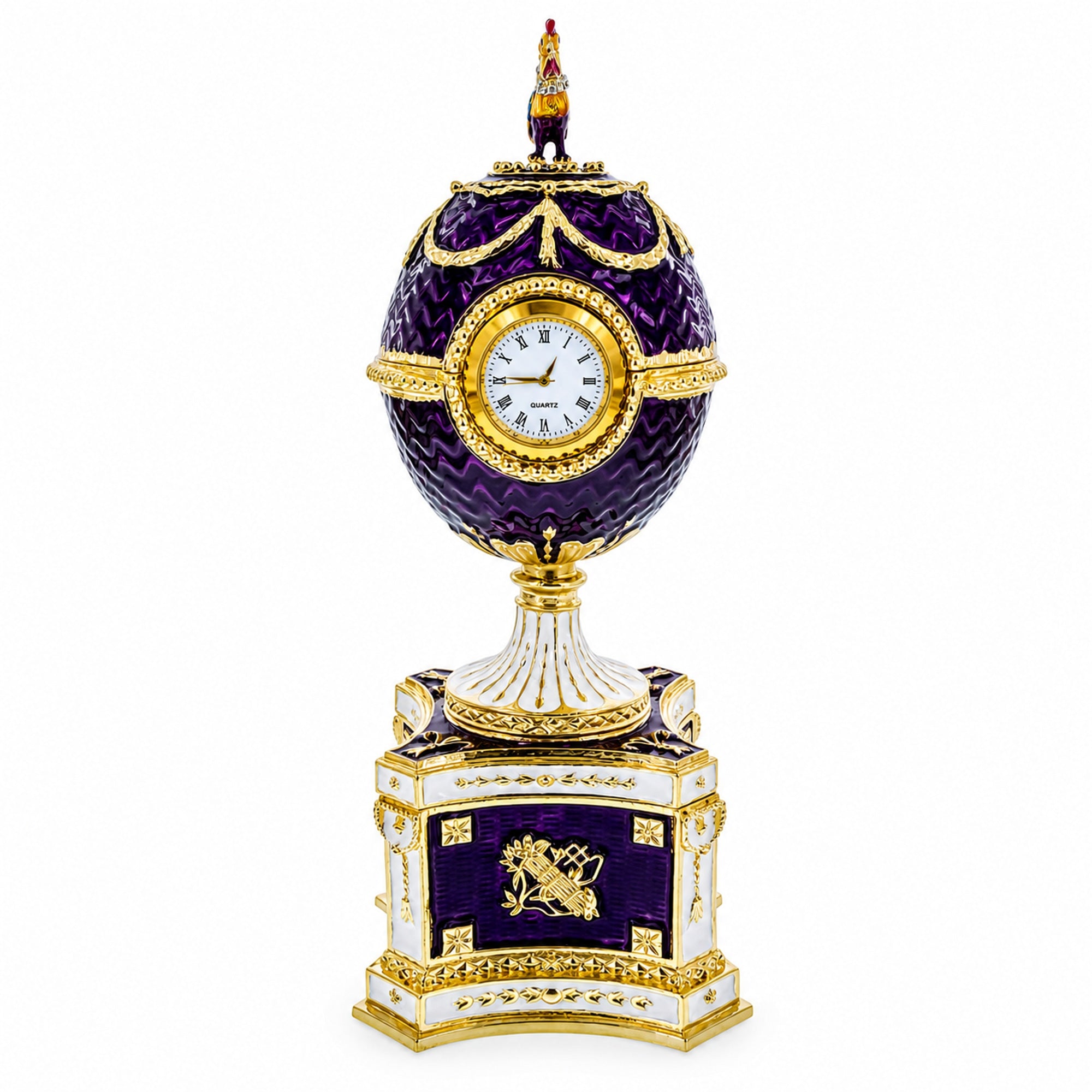1904 Kelch Chanticleer Royal Imperial Musical Easter Egg in Purple Enamel