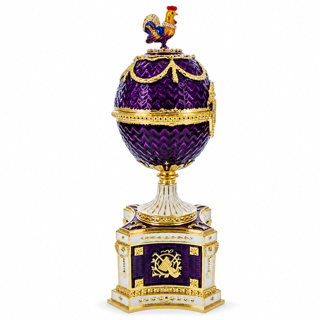 1904 Kelch Chanticleer Royal Imperial Musical Easter Egg in Purple Enamel