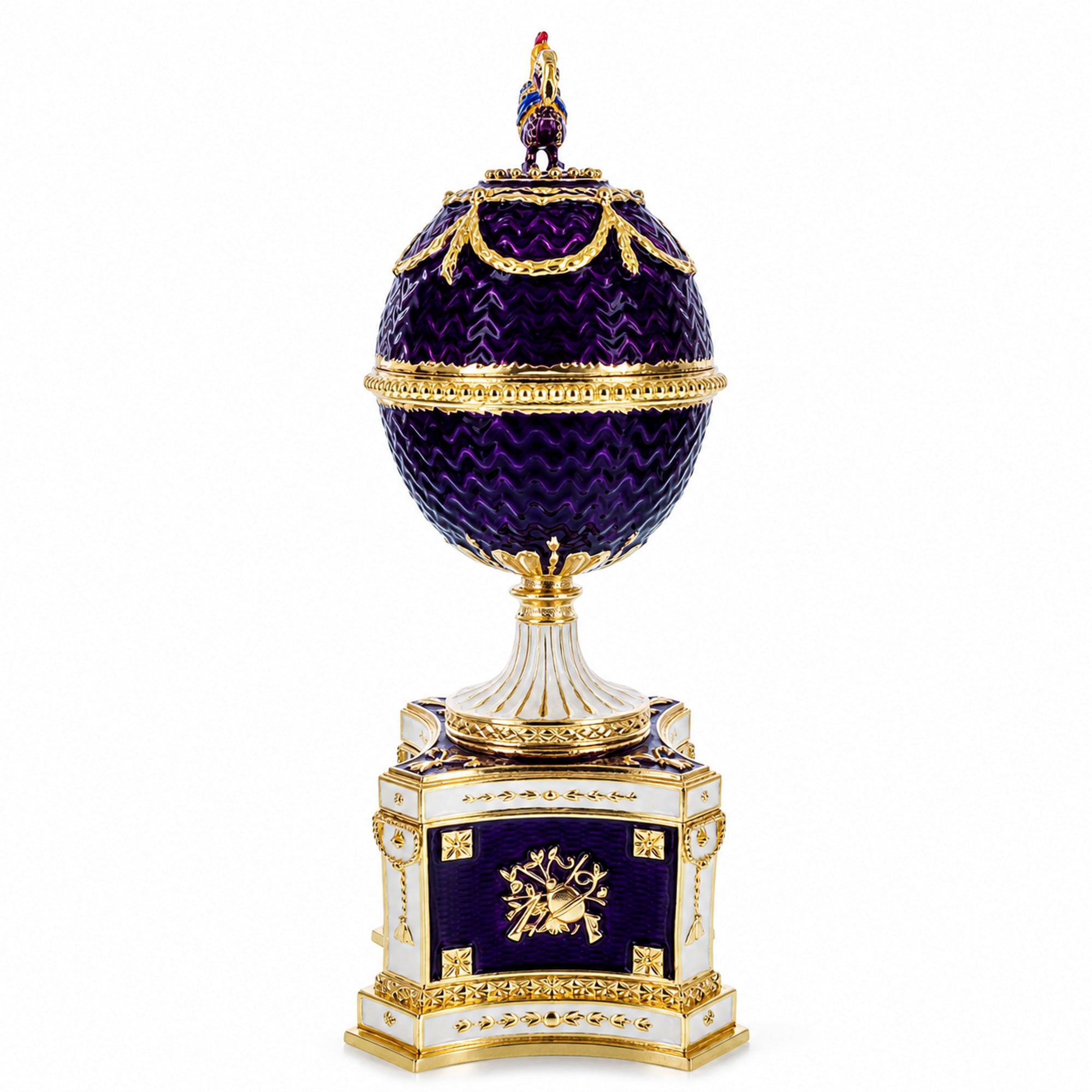 1904 Kelch Chanticleer Royal Imperial Musical Easter Egg in Purple Enamel