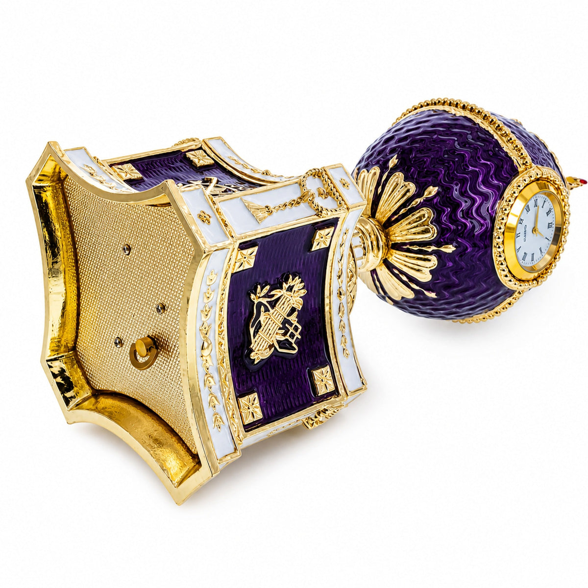 1904 Kelch Chanticleer Royal Imperial Musical Easter Egg in Purple Enamel