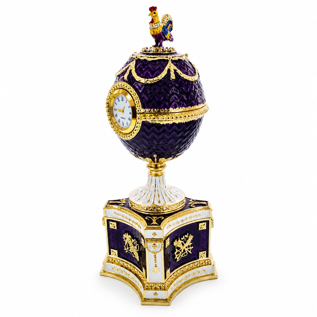 1904 Kelch Chanticleer Royal Imperial Musical Easter Egg in Purple Enamel