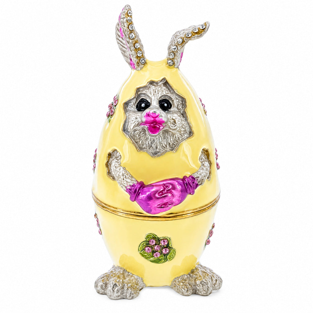 Bunny in the Easter Egg Metal Trinket Box Figurine