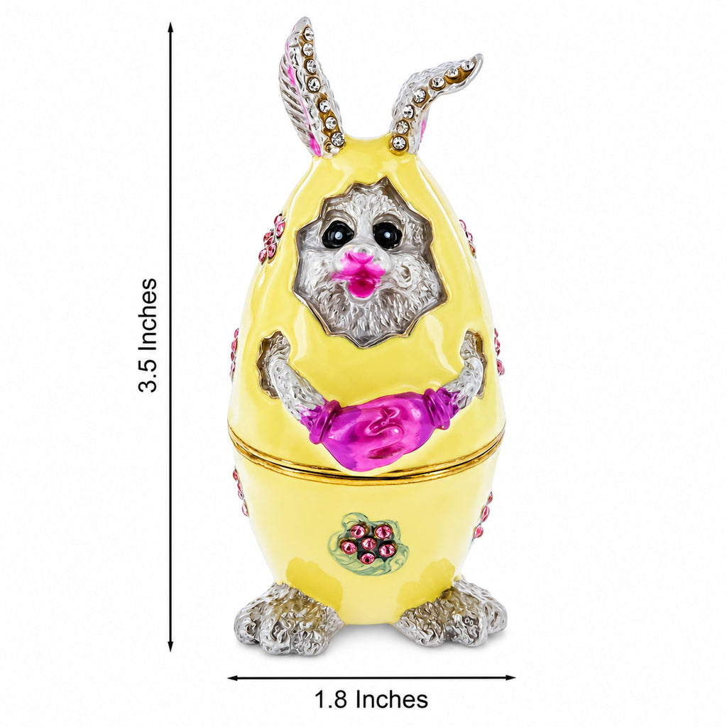 Bunny in the Easter Egg Metal Trinket Box Figurine