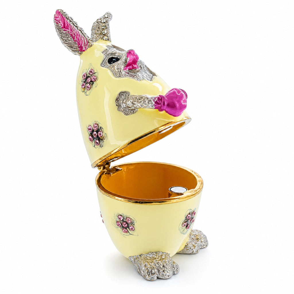 Bunny in the Easter Egg Metal Trinket Box Figurine