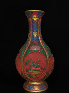 Qing-Style Lacquerware Flower & Bird Vase – 25cm (Collectible) - Che Cose Belle