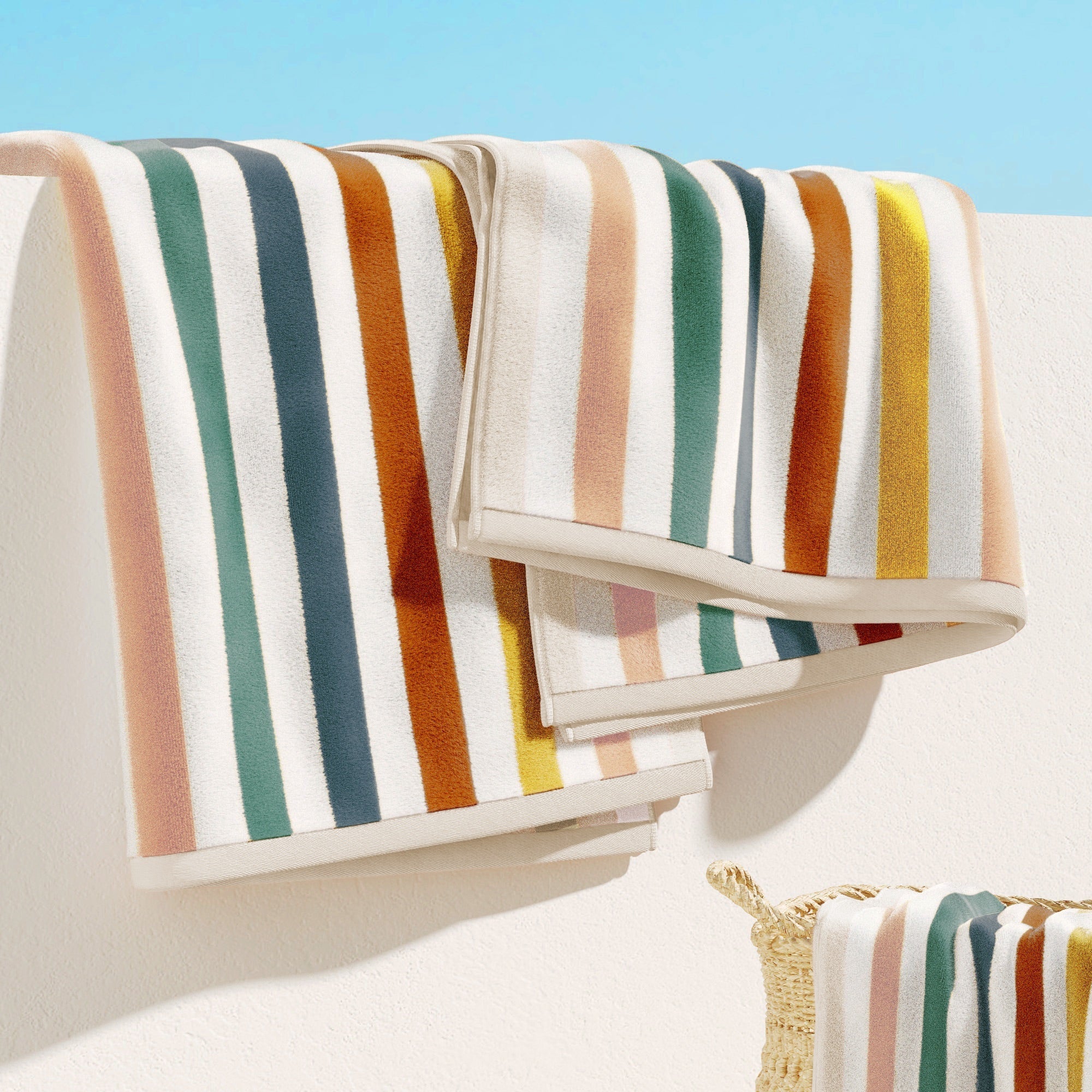 Oversized Striped Border Cabana Beach Towel - Santa Cruz