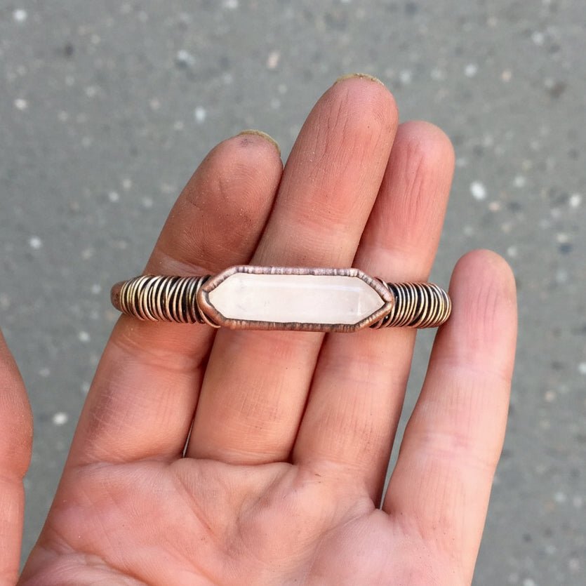 Quartz Double Terminated Bracelet - Handcrafted Copper Talisman For Clarity - Che Cose Belle