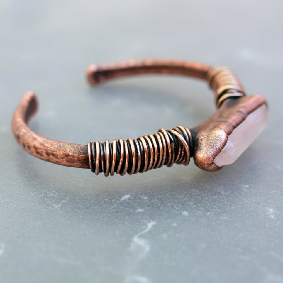 Quartz Double Terminated Bracelet - Handcrafted Copper Talisman For Clarity - Che Cose Belle