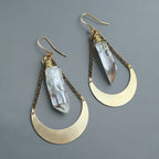 Quartz Point Earrings — Handcrafted Brass Talisman for Clarity and Calm - Che Cose Belle