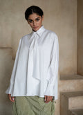 Quinta Tie Detail White Organic Cotton Shirt - Che Cose Belle