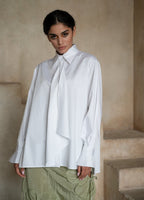 Quinta Tie Detail White Organic Cotton Shirt - Che Cose Belle