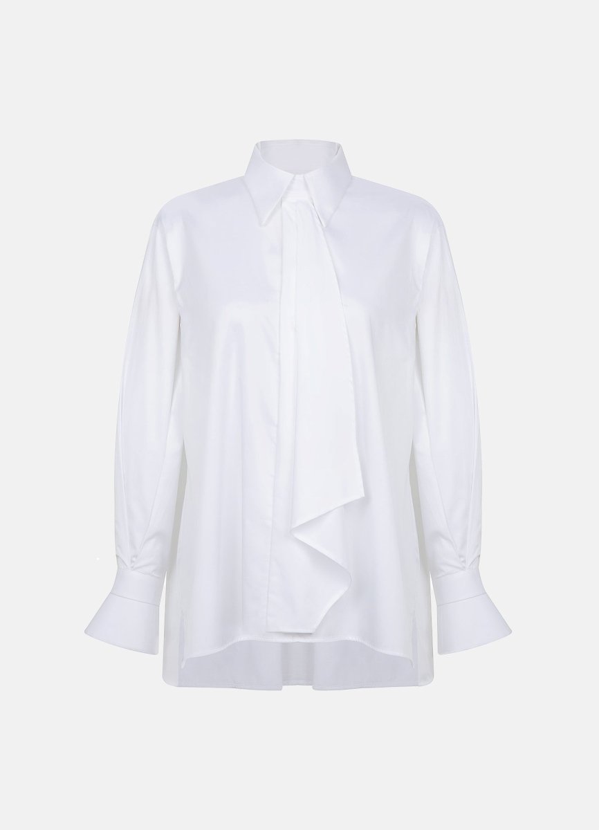 Quinta Tie Detail White Organic Cotton Shirt - Che Cose Belle