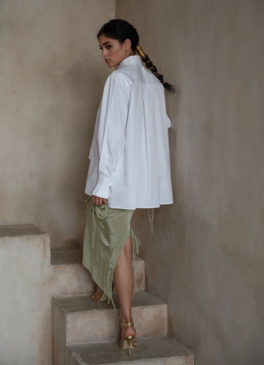 Quinta Tie Detail White Organic Cotton Shirt - Che Cose Belle