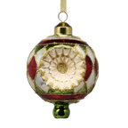 Retro Glass Reflector Ornament - 80mm - Red/Green/White Checks