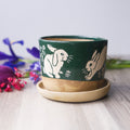 Rabbits Plant Pot, Farmhouse Style Planter with drainage + saucer - Che Cose Belle