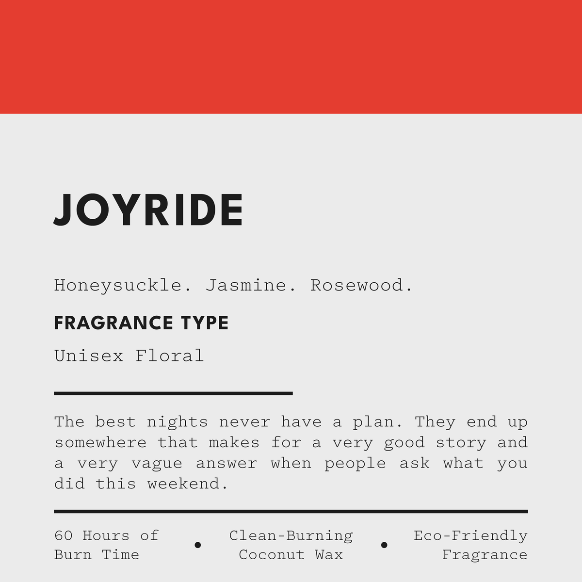 Joyride, Honeysuckle + Sandalwood 11oz Candle
