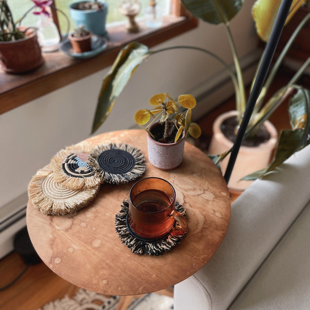 Raffia Fringe Set of 4 Coasters - Che Cose Belle