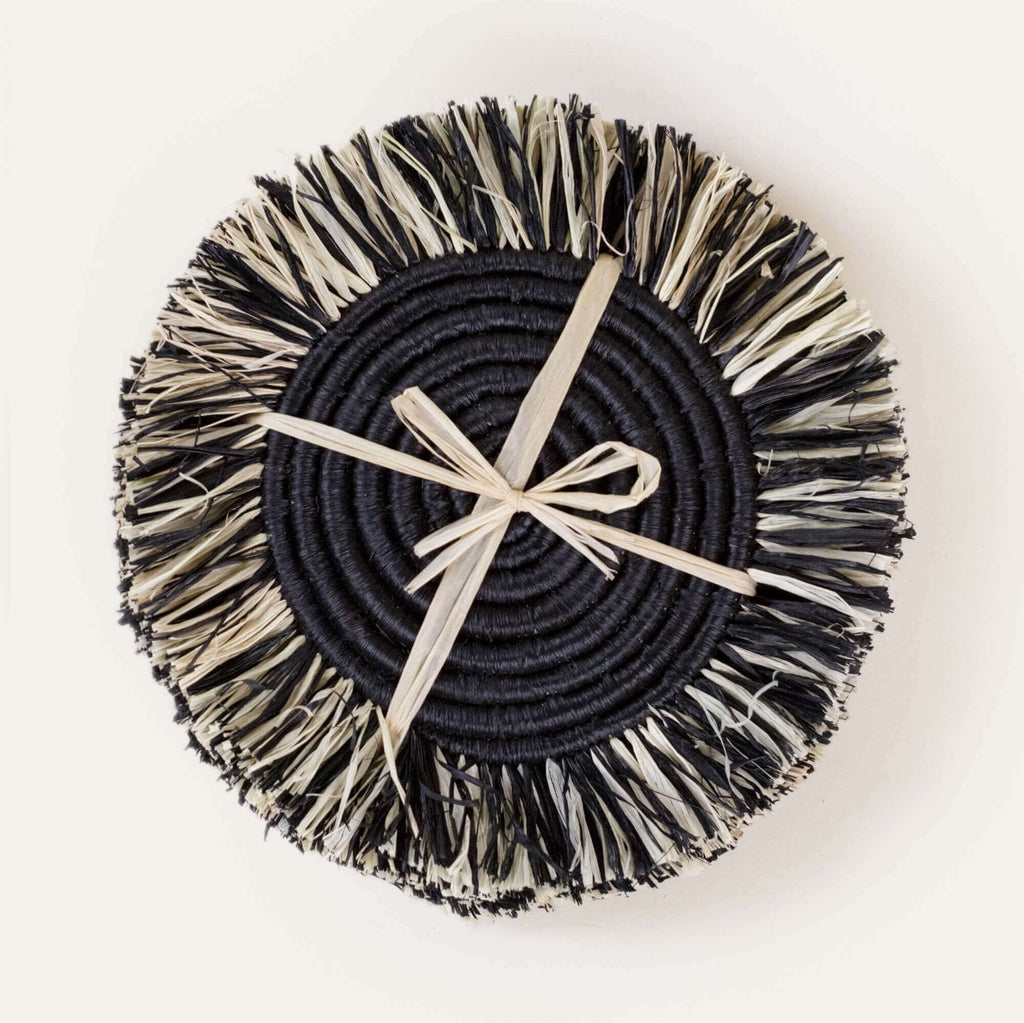 Raffia Fringe Set of 4 Coasters - Che Cose Belle