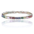 Rainbow Cubic Zirconia Tennis Bracelet with Rainbow Marquise Stones - Che Cose Belle