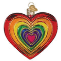 Rainbow Heart Glass Blown Ornament - Che Cose Belle