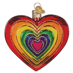 Rainbow Heart Glass Blown Ornament - Che Cose Belle