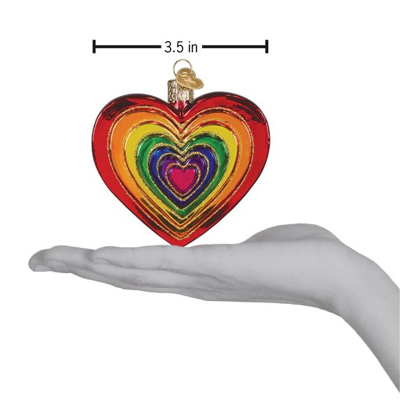 Rainbow Heart Glass Blown Ornament - Che Cose Belle