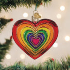 Rainbow Heart Glass Blown Ornament - Che Cose Belle