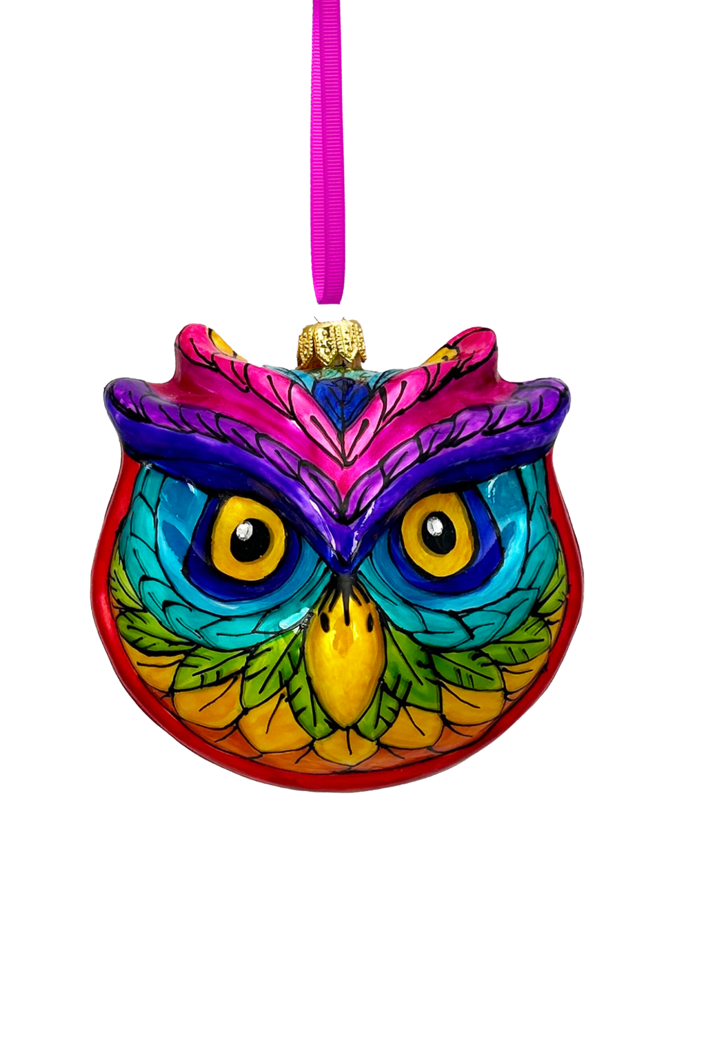 Rainbow Prism Owl Polish Glass Ornament - Che Cose Belle