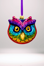 Rainbow Prism Owl Polish Glass Ornament - Che Cose Belle
