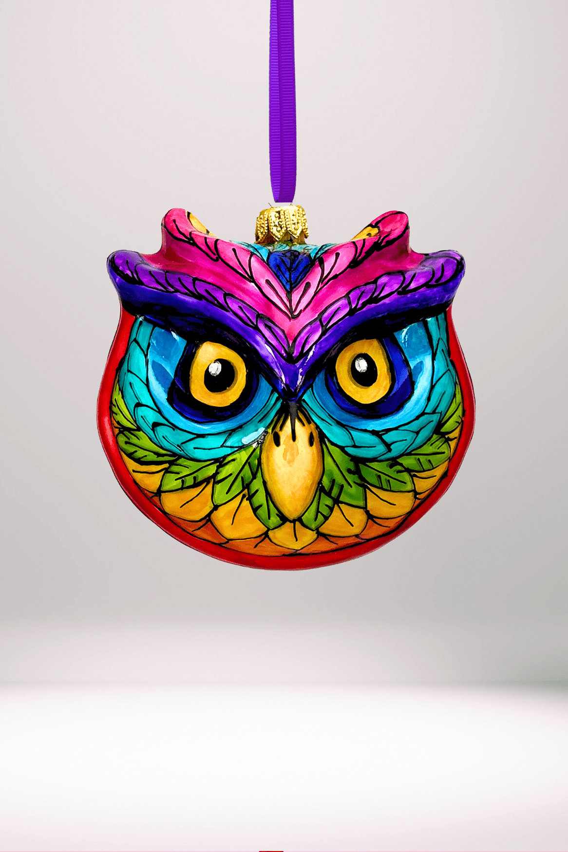 Rainbow Prism Owl Polish Glass Ornament - Che Cose Belle