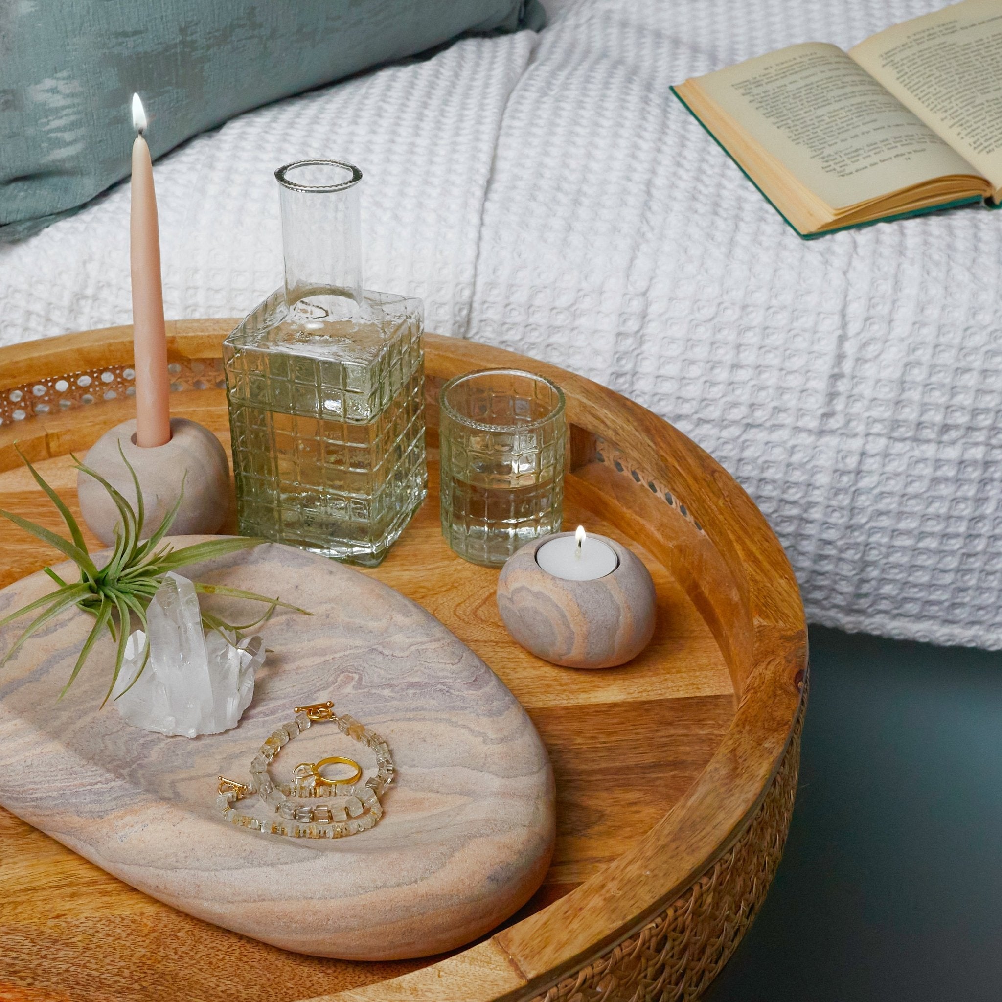 Rainbow Sandstone Pebble Candleholder, Small - Che Cose Belle
