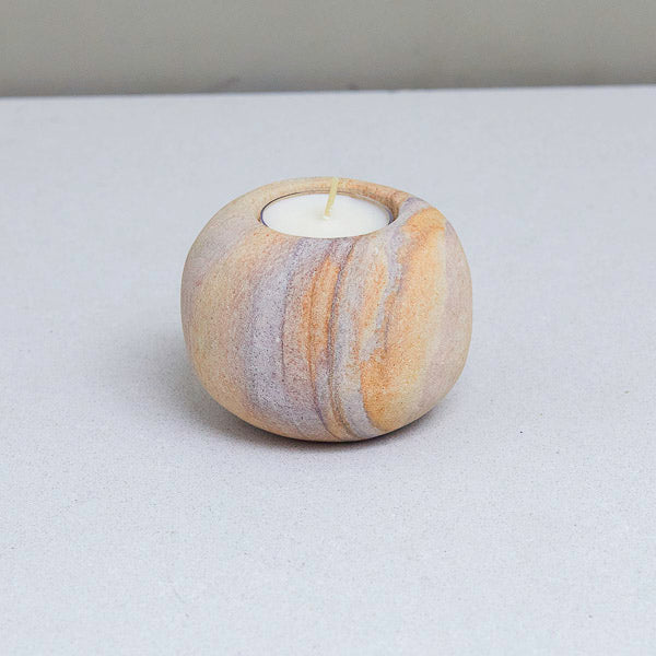Rainbow Sandstone Pebble Candleholder, Small - Che Cose Belle