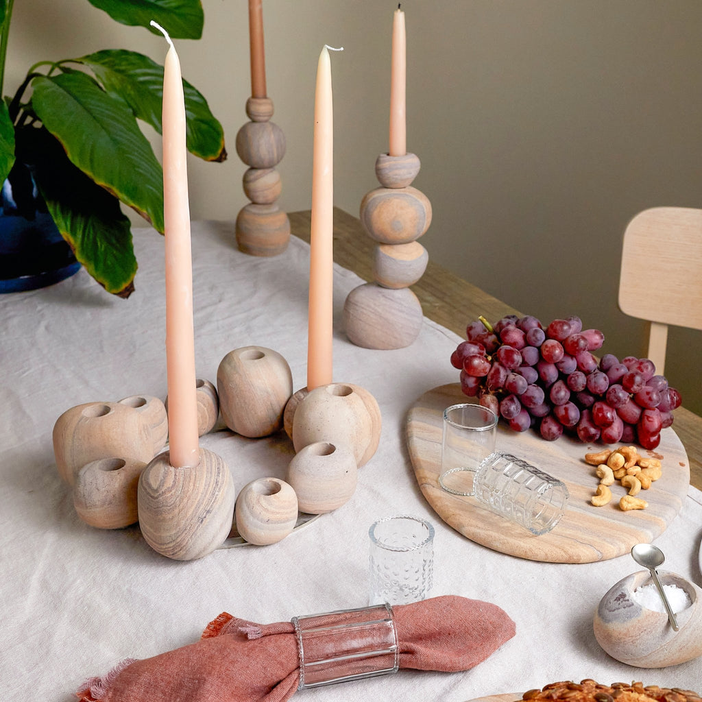 Rainbow Sandstone Pebble Candleholder, Small - Che Cose Belle