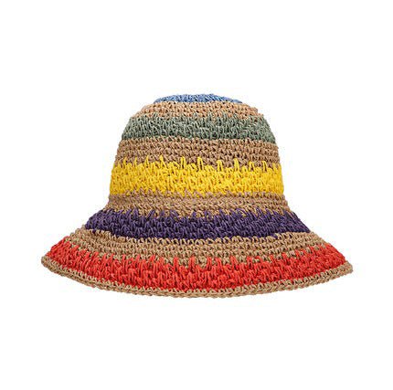 Rainbow Woven Straw Bucket Hat - Che Cose Belle