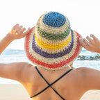Rainbow Woven Straw Bucket Hat - Che Cose Belle
