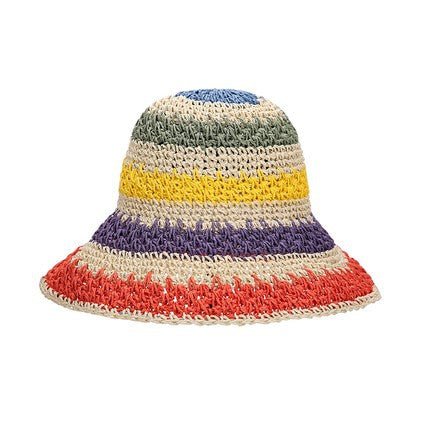 Rainbow Woven Straw Bucket Hat - Che Cose Belle