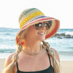Rainbow Woven Straw Bucket Hat - Che Cose Belle