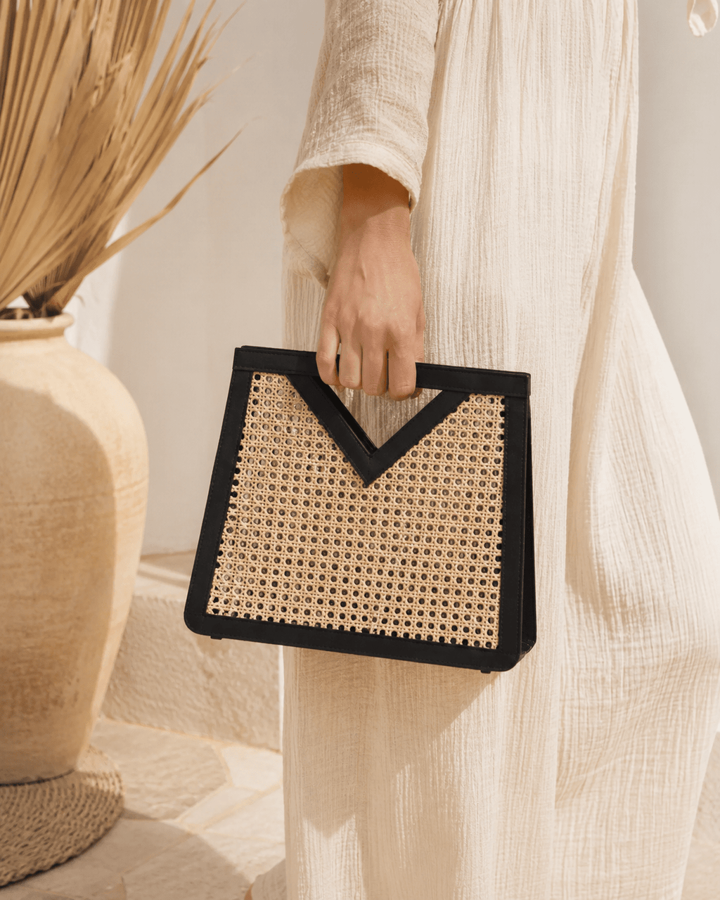 Raja Leather and Cane Handbag - Che Cose Belle