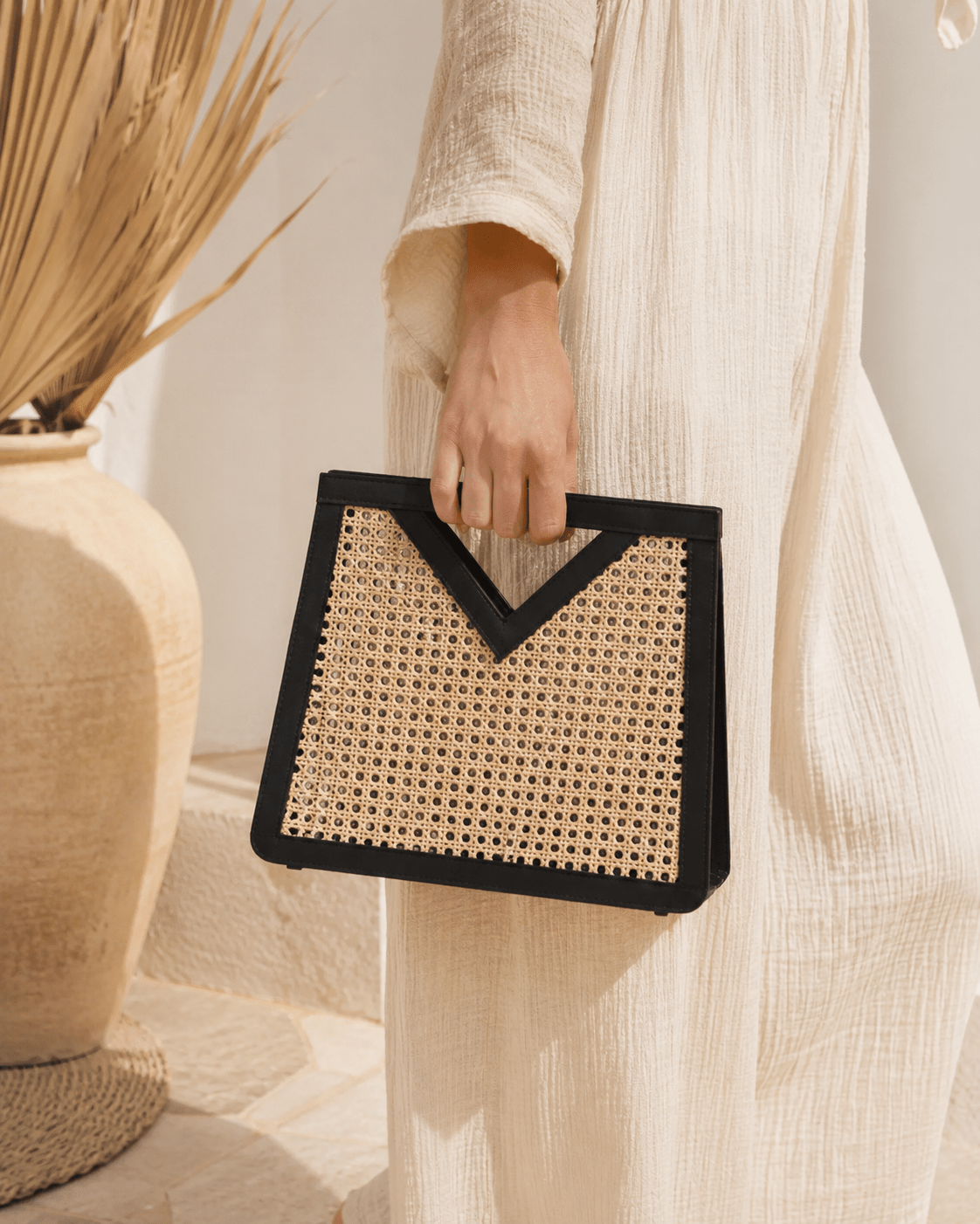 Raja Leather and Cane Handbag - Che Cose Belle