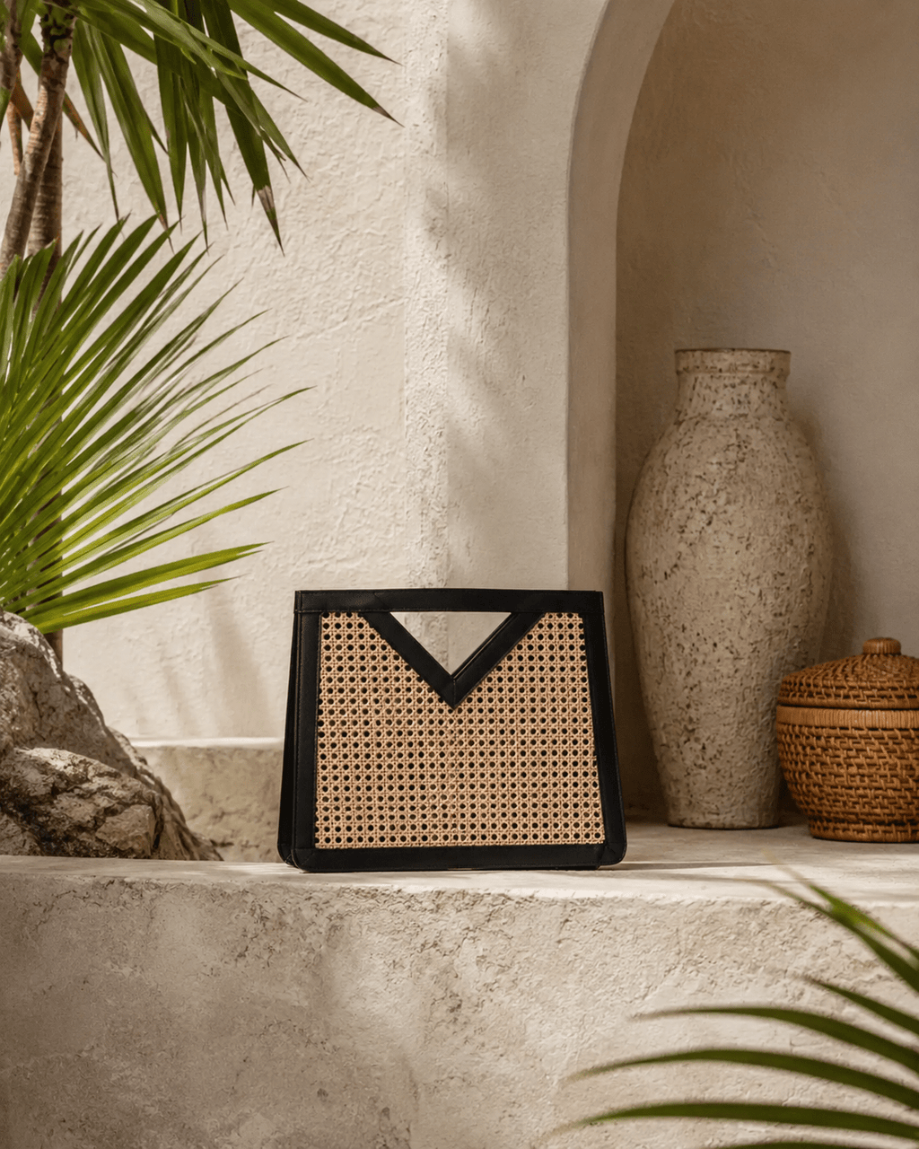 Raja Leather and Cane Handbag - Che Cose Belle