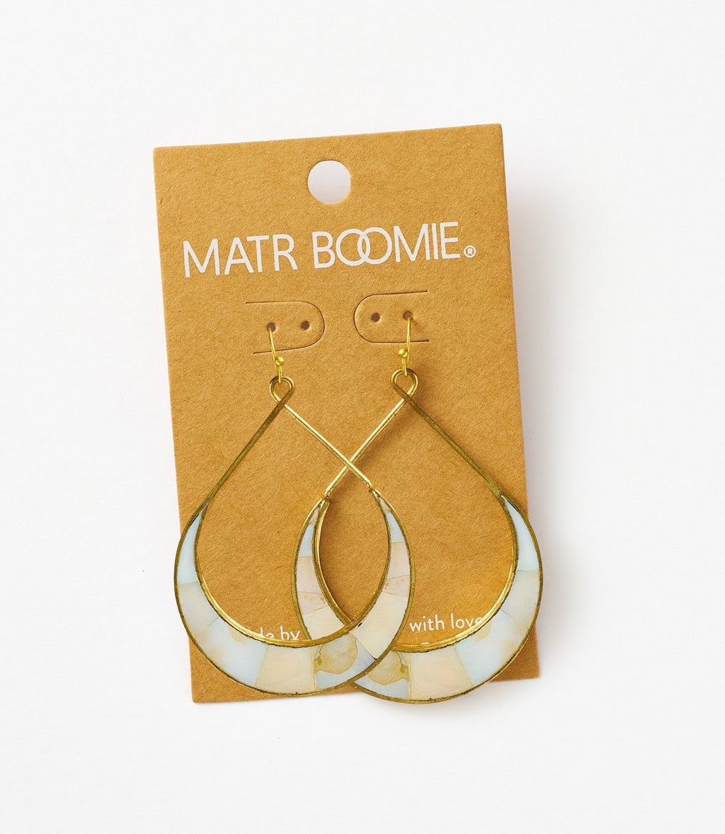 Rajani Crescent Mother of Pearl Hoop Earrings - Che Cose Belle