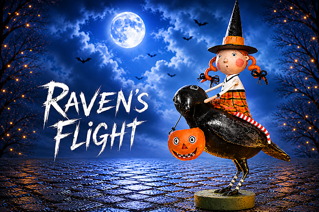 Raven's Flight Halloween Figurine by Lori Mitchell - Che Cose Belle