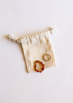 Raw Cognac Baltic Amber + 14K Gold Filled Beaded Ring Stack - Che Cose Belle