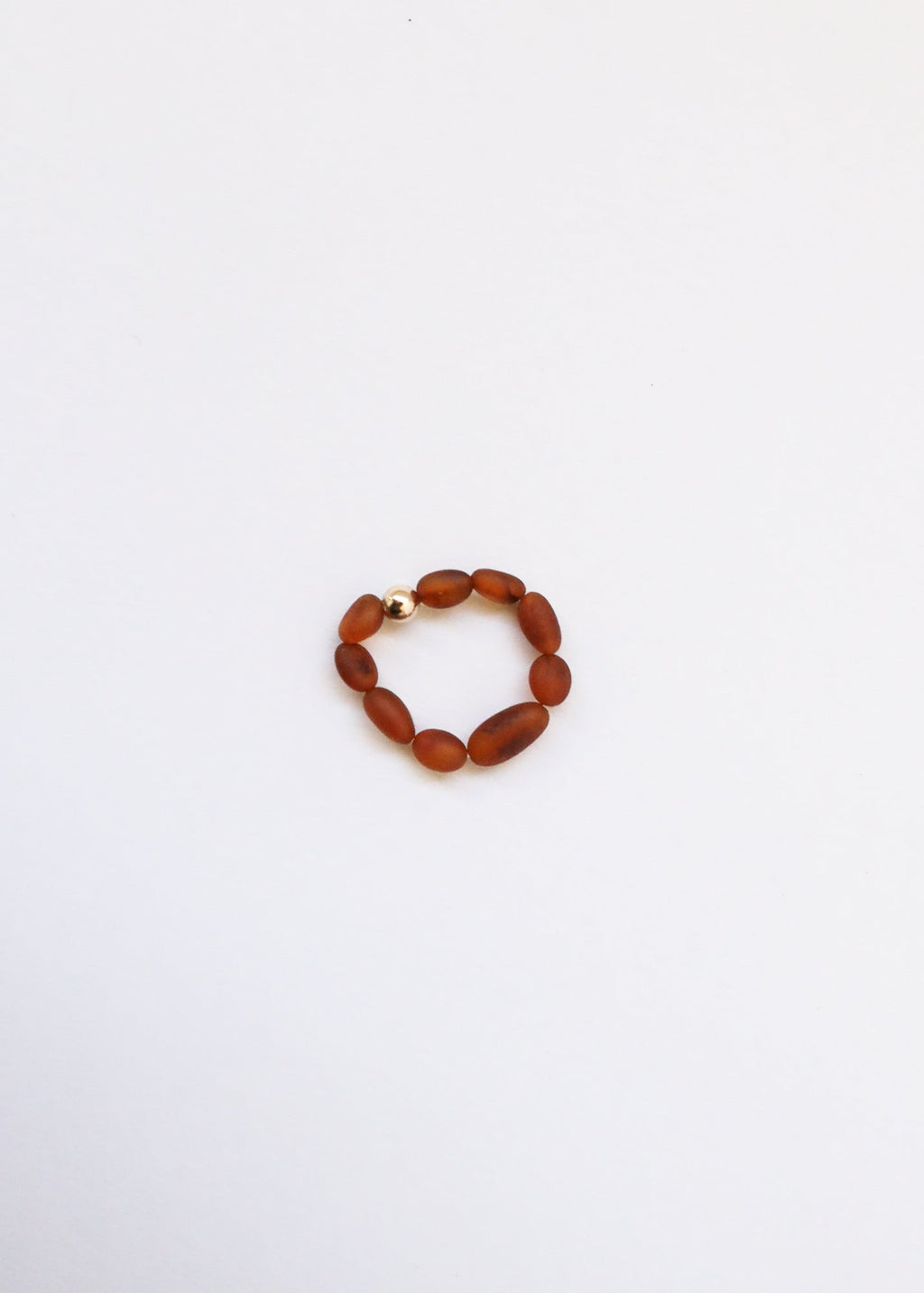 Raw Cognac Baltic Amber + 14K Gold Filled Beaded Ring Stack - Che Cose Belle