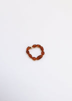 Raw Cognac Baltic Amber + 14K Gold Filled Beaded Ring Stack - Che Cose Belle