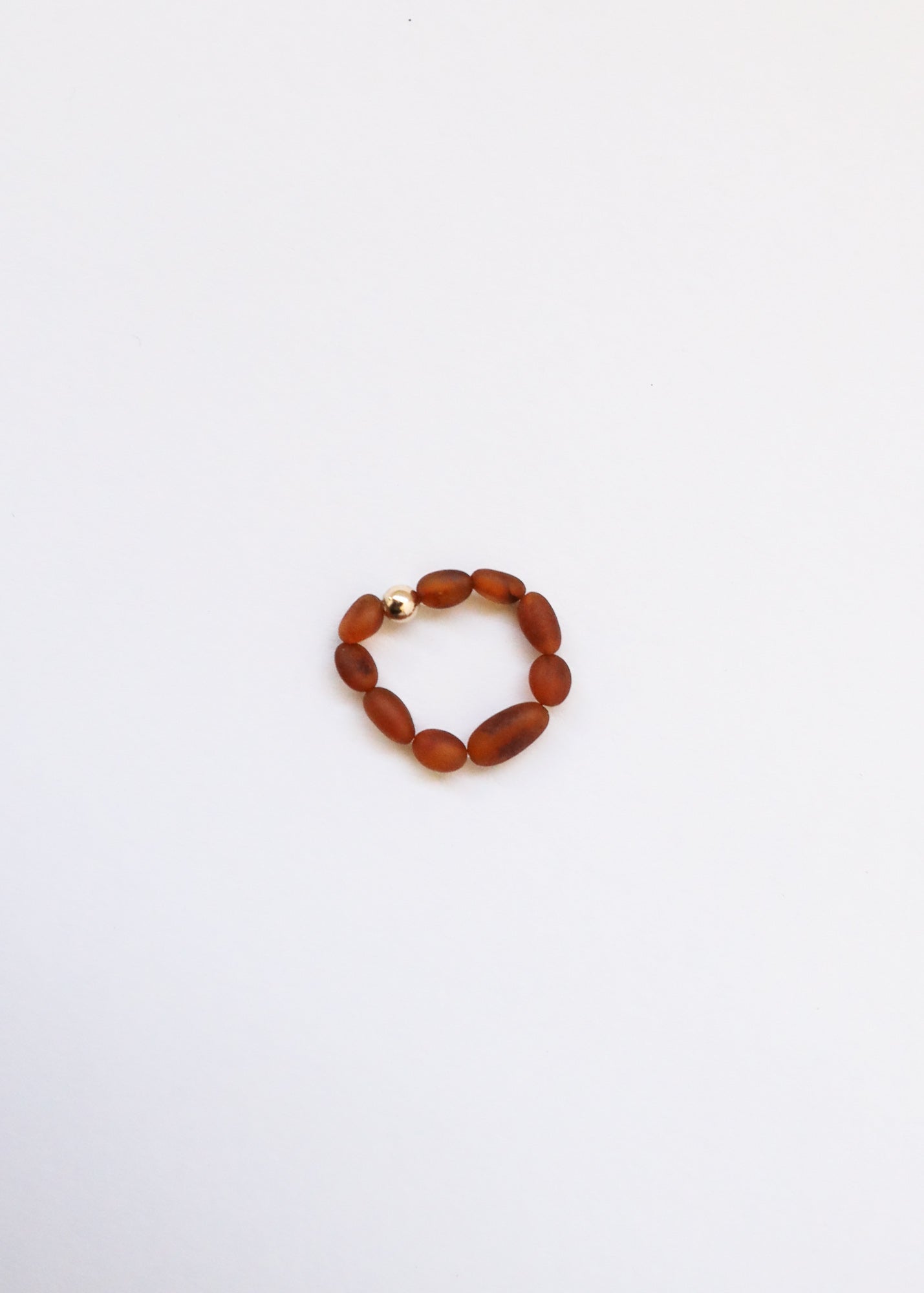 Raw Cognac Baltic Amber + 14K Gold Filled Beaded Ring Stack - Che Cose Belle